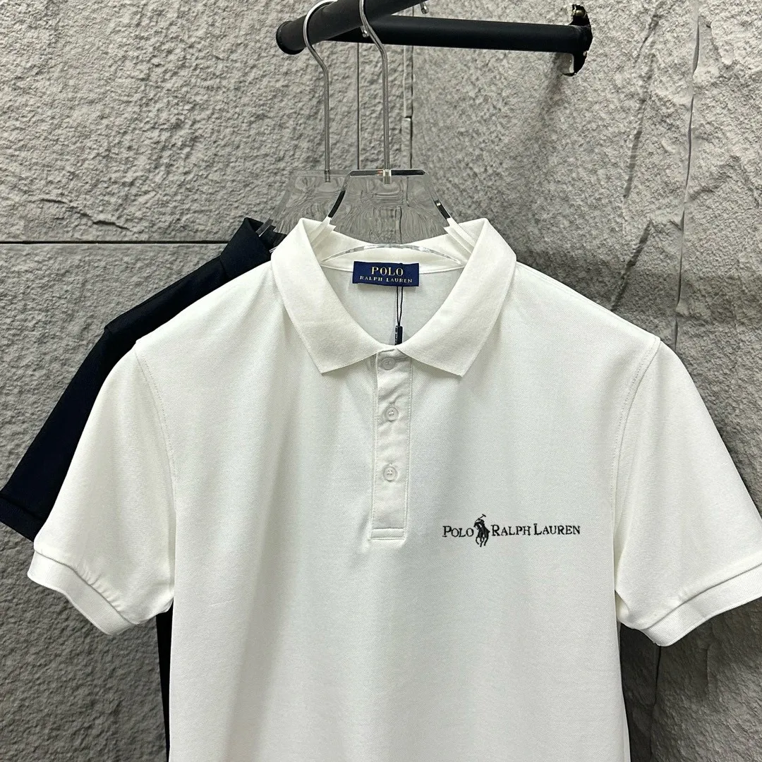 🅿️180 Ralph Lauren POLO 2025 spring and summer new style simple logo letter embroidered pique fabric short-sleeved polo for men and women Size: M L XL 2XL 3XL Color: black white